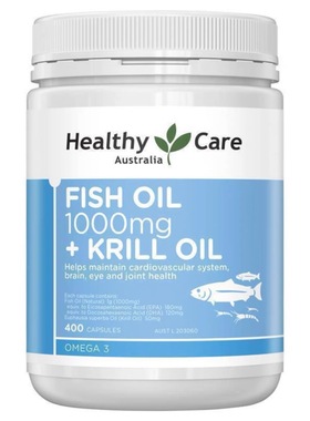 澳洲现货healthy care hc深海鱼油磷虾油胶囊400粒 虾青素调三高