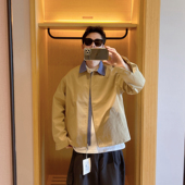 夹克外套男潮 老钱风复古假两件格子领休闲工装 范哲贤2025秋季 新款