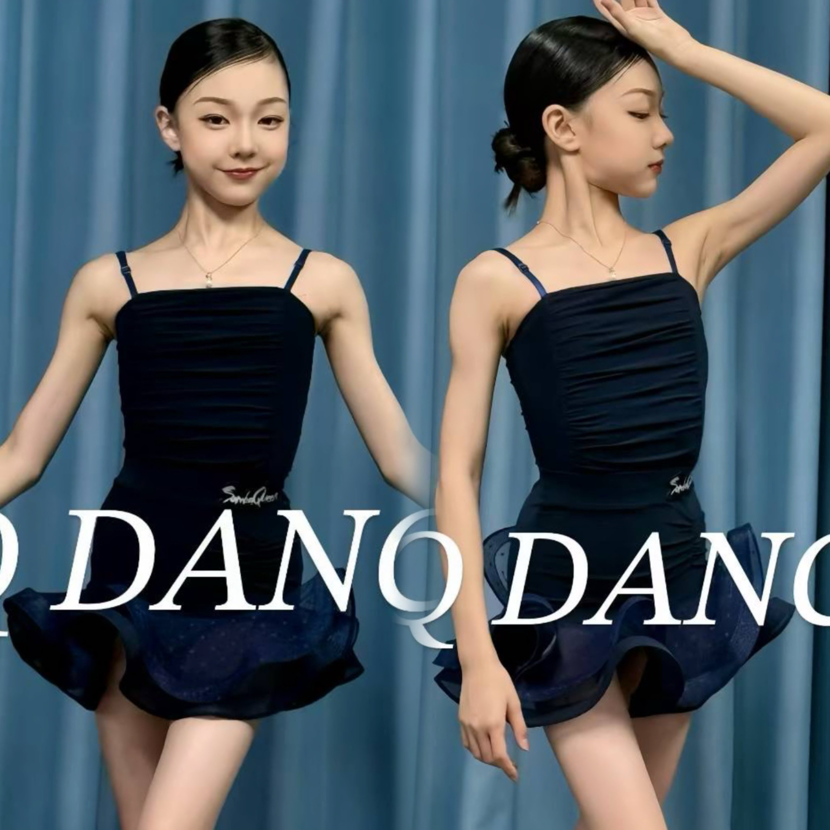 SQ拉丁舞服夏季新款吊带鱼骨练功服高端专业日常训练服女儿童舞裙