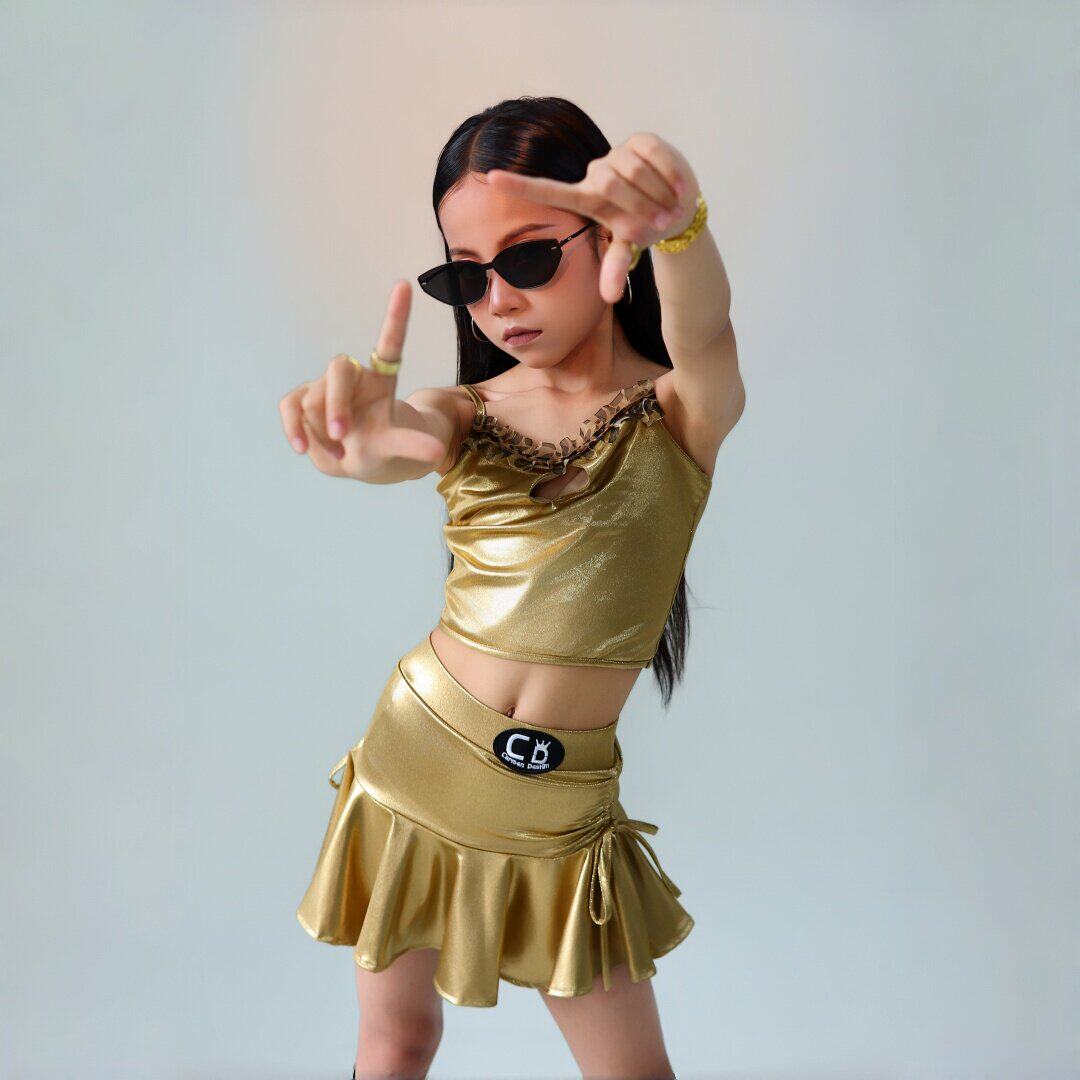 CD卡门舞服拉丁舞女儿童练功服新款吊带包臀裙套装专业舞蹈训练服