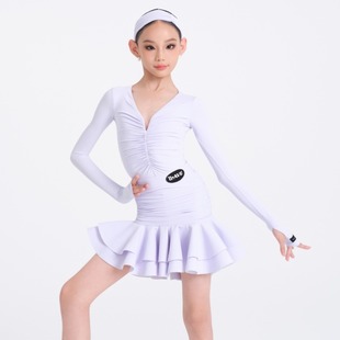 女童练功服V领上衣包臀鱼骨裙套装 WAVE未午拉丁舞服2025秋季 新款