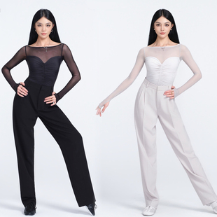 日常训练服套装 WAVE未午舞服拉丁舞秋冬新款 成人练功服高腰锥形裤