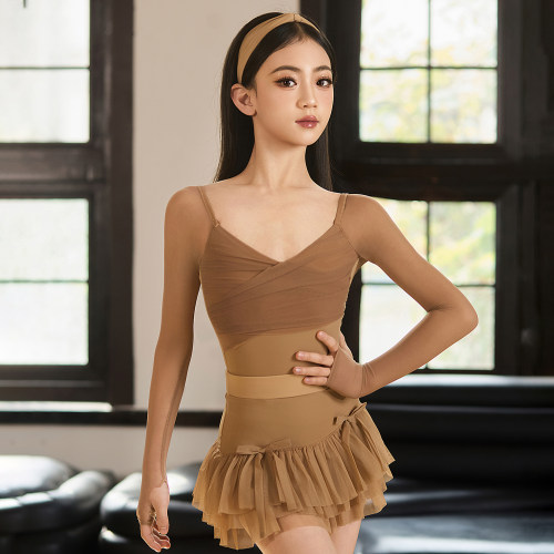 Venny薇妮拉丁舞服【布丁可可】女儿童练功服长袖舞裙训练服套装