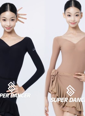 【正品】LEVEL拉丁舞服女童2025新款肌底轻肤长袖蕾丝花边舞蹈裙