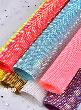 24x40cm彩色平底树脂整张烫胶底钻高质量网钻diy服装辅料饰品配件