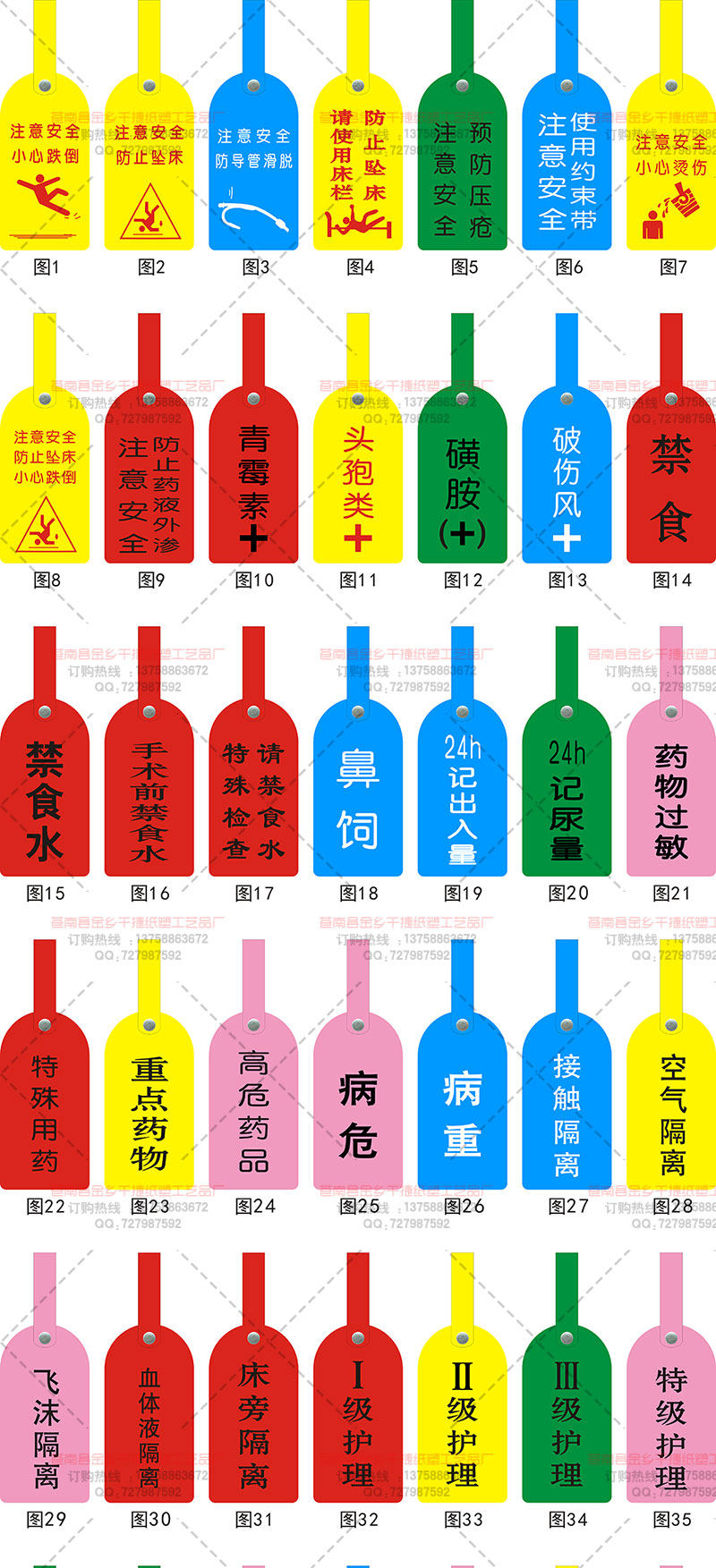医院病房醒目提示护理安全标识警示牌床头防跌倒防坠床防圧疮导管