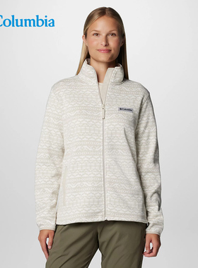 Columbia哥伦比亚抓绒衣女24秋冬户外保暖拉链开衫立领外套AR0434