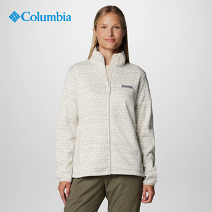 Columbia哥伦比亚抓绒衣女24秋冬户外保暖拉链开衫立领外套AR0434