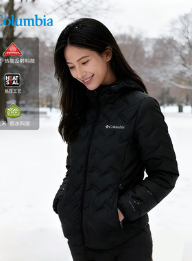 哥伦比亚户外女25新款轻薄款银点热能保暖650蓬拒水羽绒服WR2769