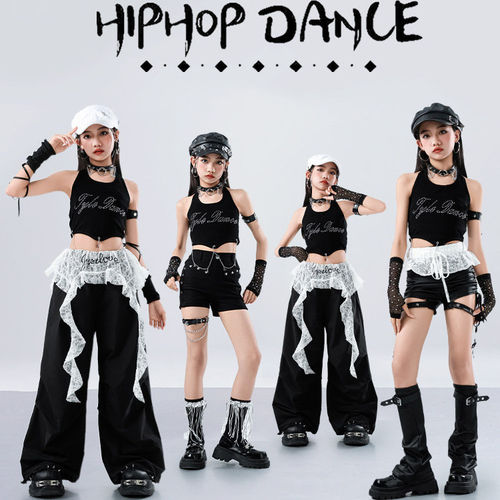 女童爵士舞潮酷短袖演出服表演服