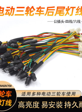 电动三轮尾灯线总成6线3灯泡灯座