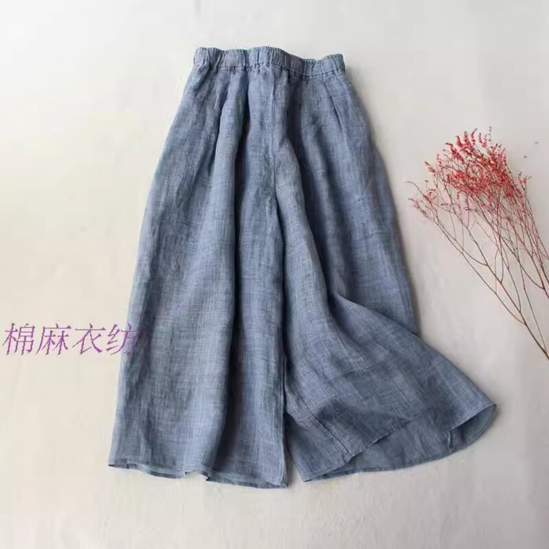 特 春夏品 超细腻苎麻好品质宽松阔腿裤 休闲裤 女装裙裤七分裤