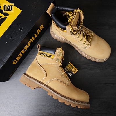 40/45码 CAT钢头大黄靴男靴马丁靴高帮户外真皮工装靴p89162微瑕