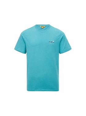 CAT新款蓝色别针LOGO休闲圆领直筒T恤男女同款 25811