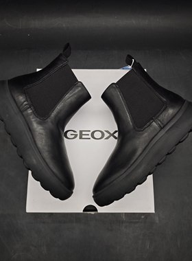 GEOX健乐士专柜撤柜女士蓝气球底无绒牛皮革靴子 D36TCA C9999