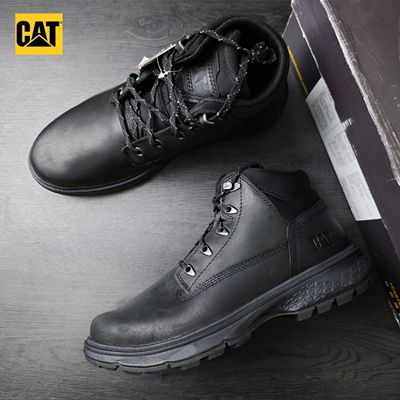 39码40码41码 CAT卡特男士真皮中帮黑色运动休闲靴p725000微瑕