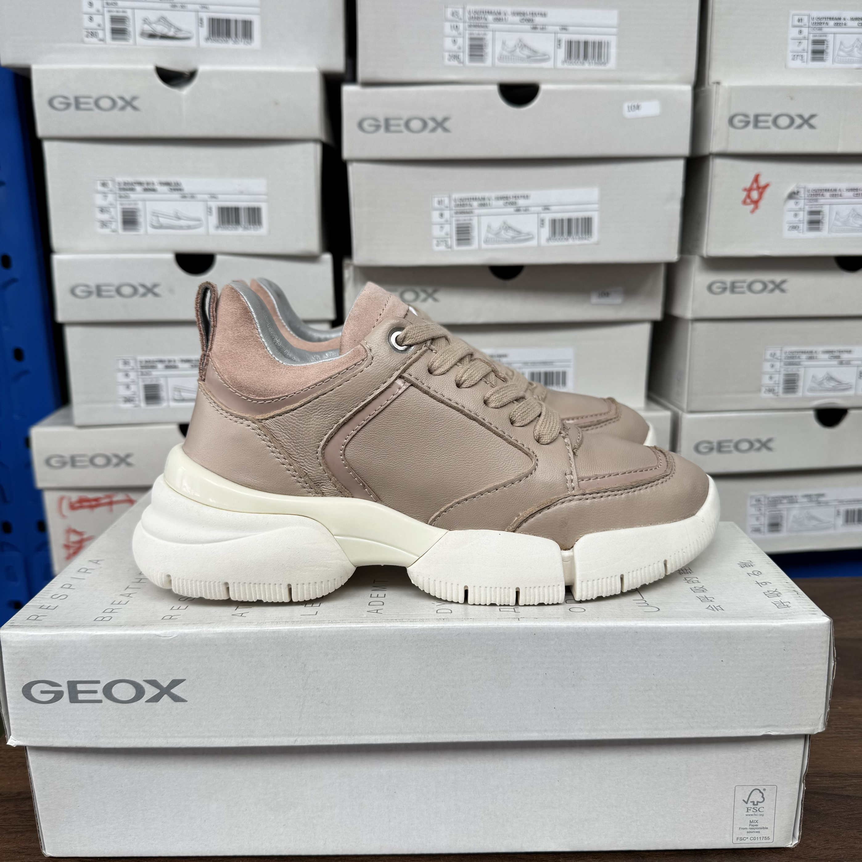 GEOX女士四季羊皮革休闲鞋D35PQA CA58Z