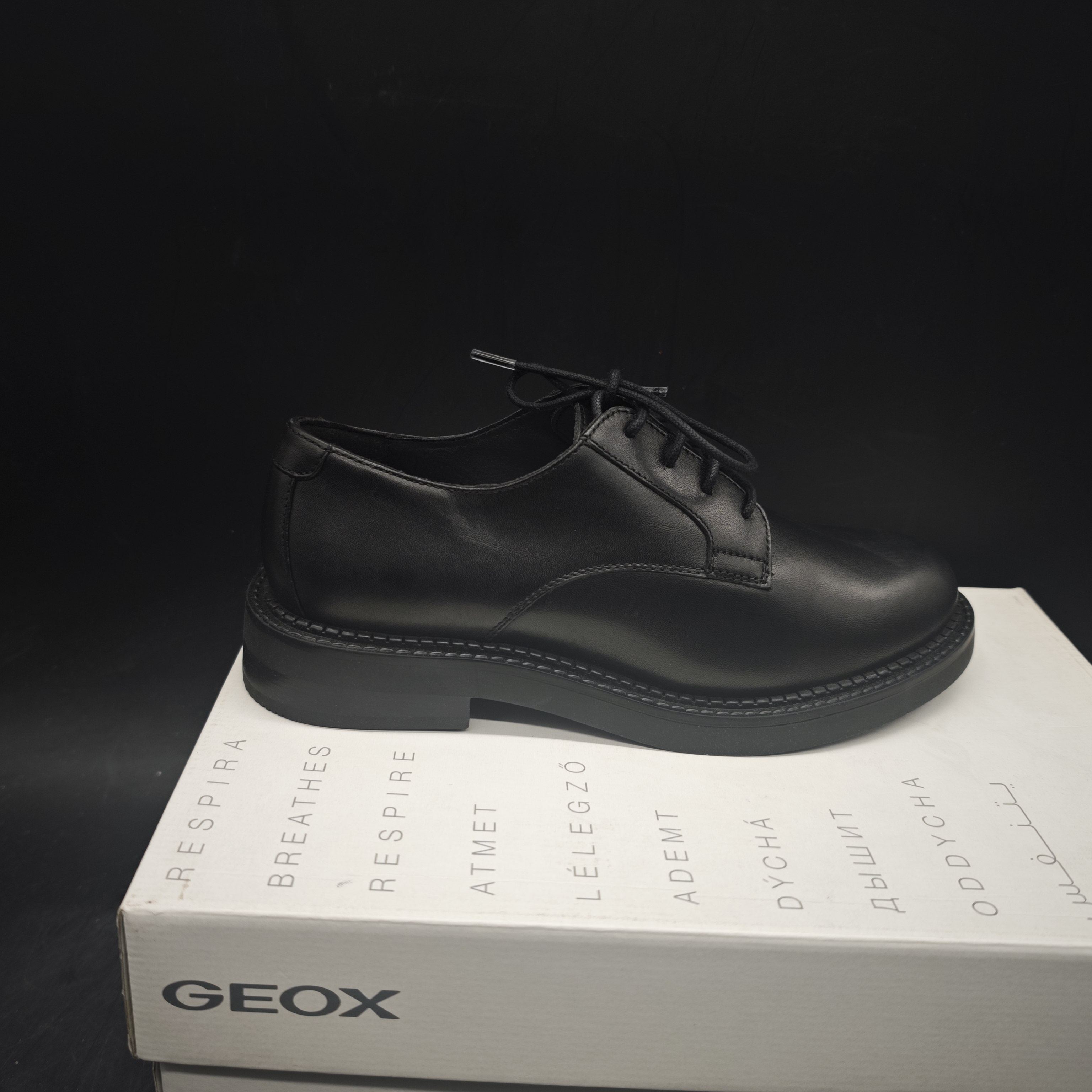 36码 专柜撤柜25年新品GEOX健乐士女士百搭系带皮鞋 D46WYE C9999,女鞋,牛津鞋/布洛克鞋/德比鞋,淘宝优惠券,粉丝福利购,淘宝优惠卷