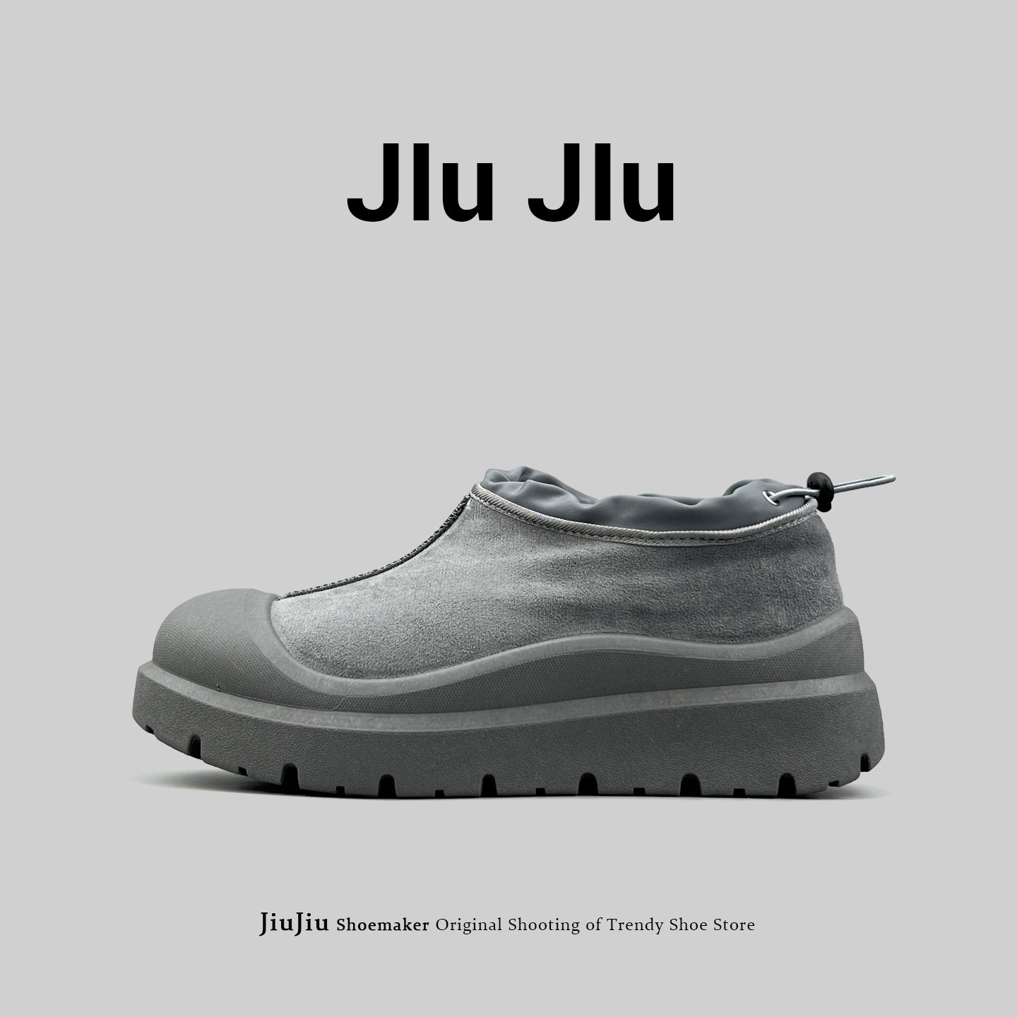 一脚蹬皮鞋厚底增高款时尚雪地靴