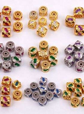 S925银镀金锆石车轮隔珠手链配件