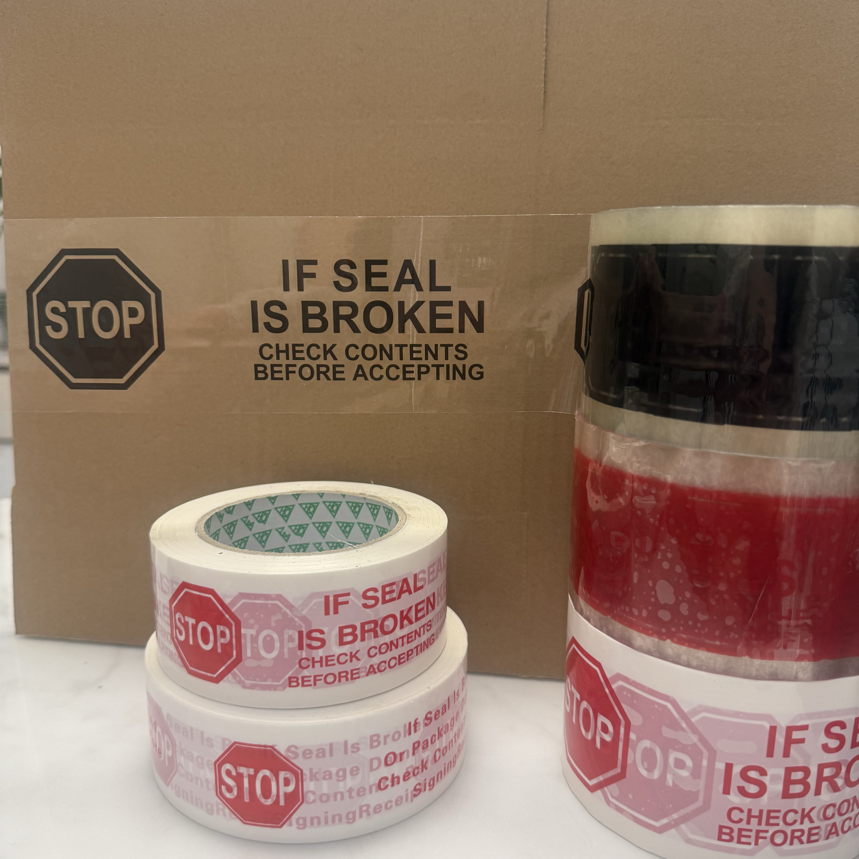 7宽STOP英文胶带警示语胶带外贸出口专业胶带4.5宽打包胶带