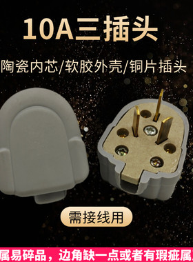 陶瓷三脚插头三扁三爪