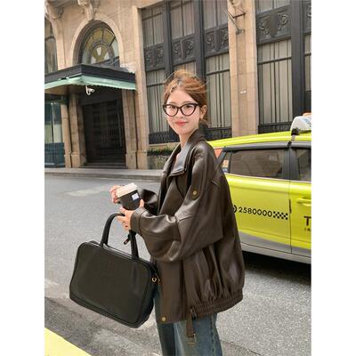 棕色皮衣外套女2025新款