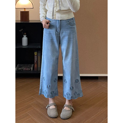 设计感镂空绣花牛仔裤女2