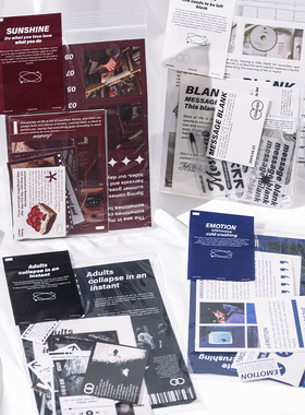 ins韩系拼贴素材纸包文艺风贴纸硫酸纸英文打包出卡手账diy装饰