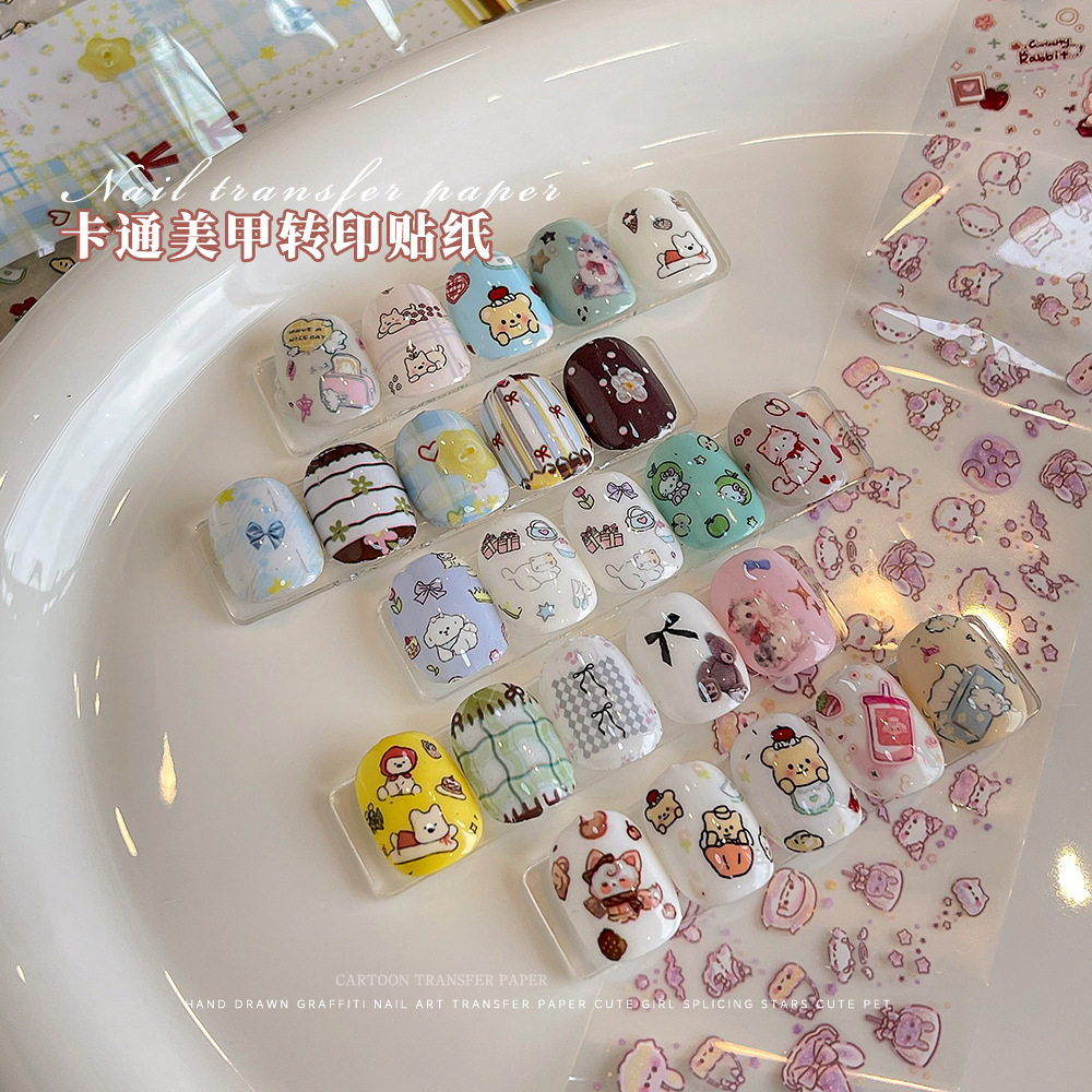 美甲转印贴纸可爱卡通涂鸦美甲纸