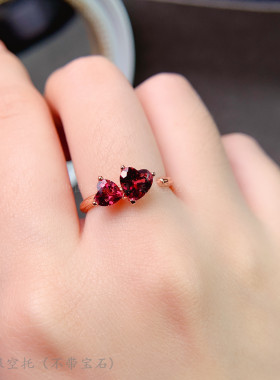 戒指空托爱心形组合镁铝水晶石