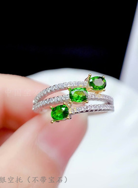 s925纯银戒指空托蛋面椭圆4mm