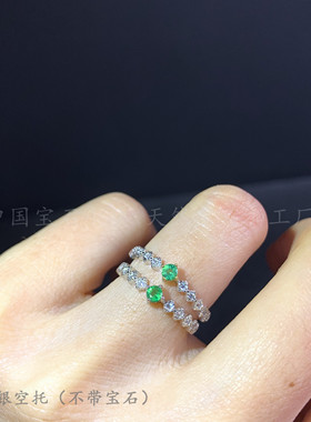 s925纯银圆形33mm镀重工戒指空托