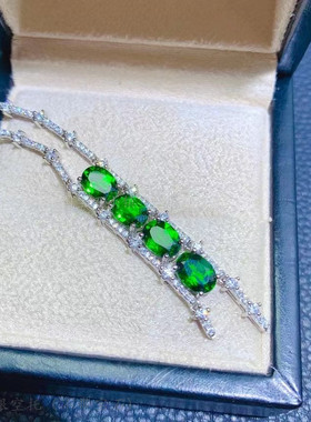 纯银吊坠空托椭圆形精工水晶