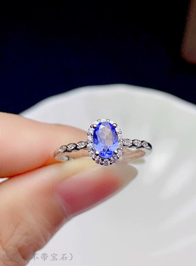 s925纯银戒指空托小众镶钳水晶石