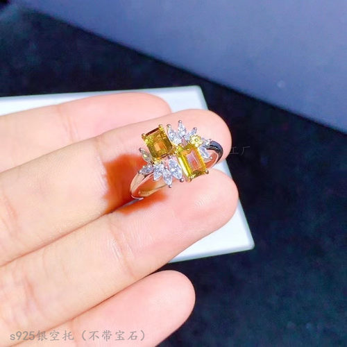 s925纯银戒指空托精工碧玺
