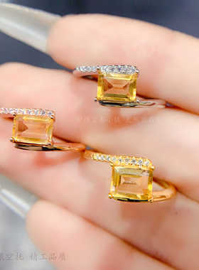 长方形5*7mm戒指空托 简约气质 扭臂横镶个性戒托 s925纯银 饰品