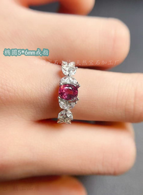 s925纯银椭圆形3*4mm戒指空托花