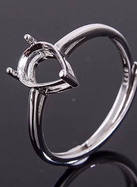 纯银水滴戒指空托晶石爪92554