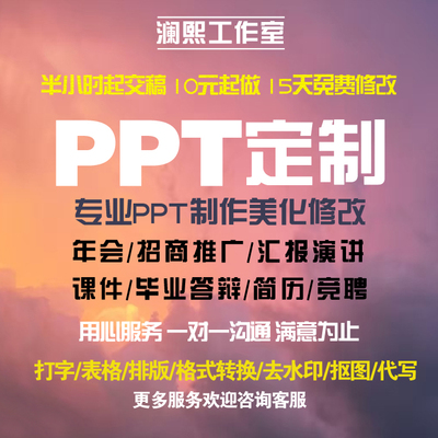 PPT制作代作优化编辑幻灯片课件美化排版设计招商推广竞聘讲稿