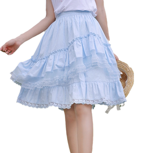 ATAR蕾丝荷叶花边半身裙子2025年夏季新款小清新少女蛋糕裙蓬蓬裙
