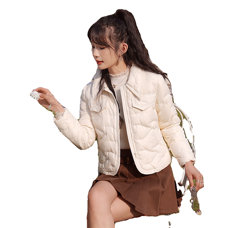 ATAR法式邻家羽绒服短款休闲羽绒外套甜美2024冬季小个子短款外套