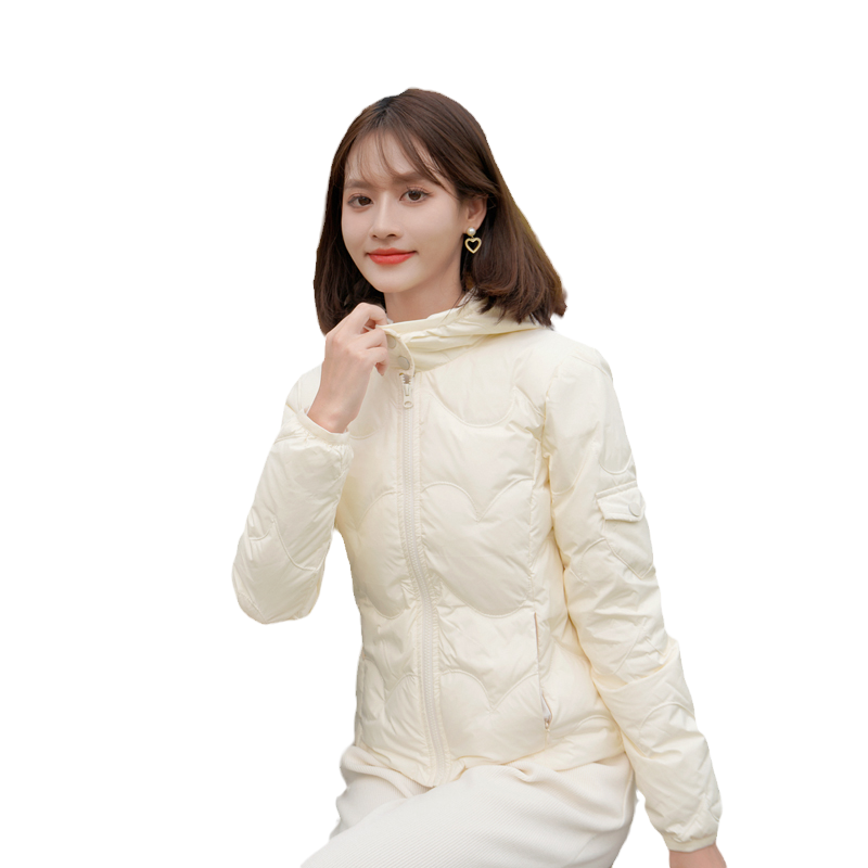 ATAR冬女装新款轻薄保暖80%白鸭绒连帽羽绒服 2025修身夹克短外套