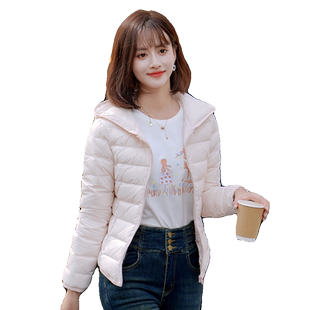 ATAR轻薄纯色羽绒服女2025冬装新款连帽保暖显瘦拉链外套甜美内搭