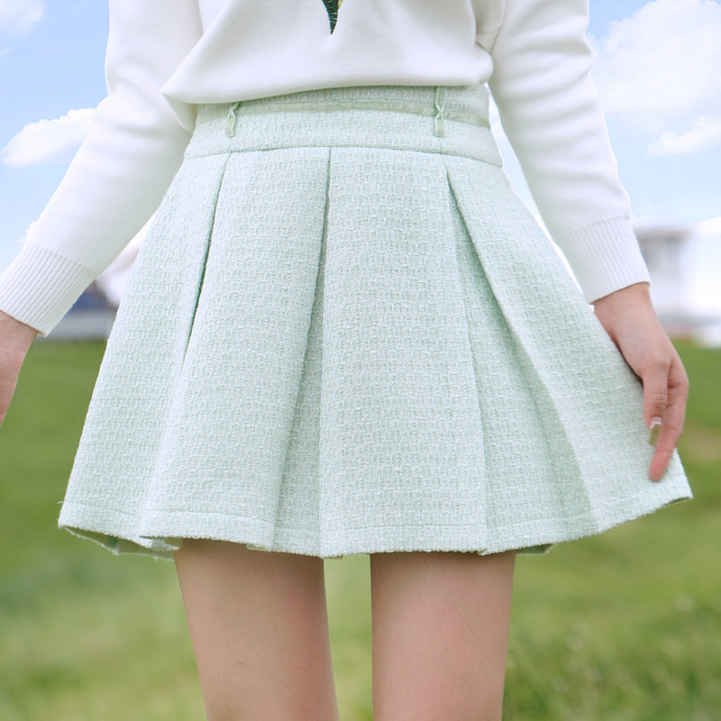 小香风气质通勤编织呢半身裙