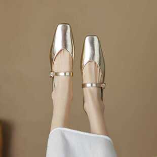 娇文希真皮玛丽珍女鞋2025新款春秋英伦风小皮鞋法式浅口平底单鞋