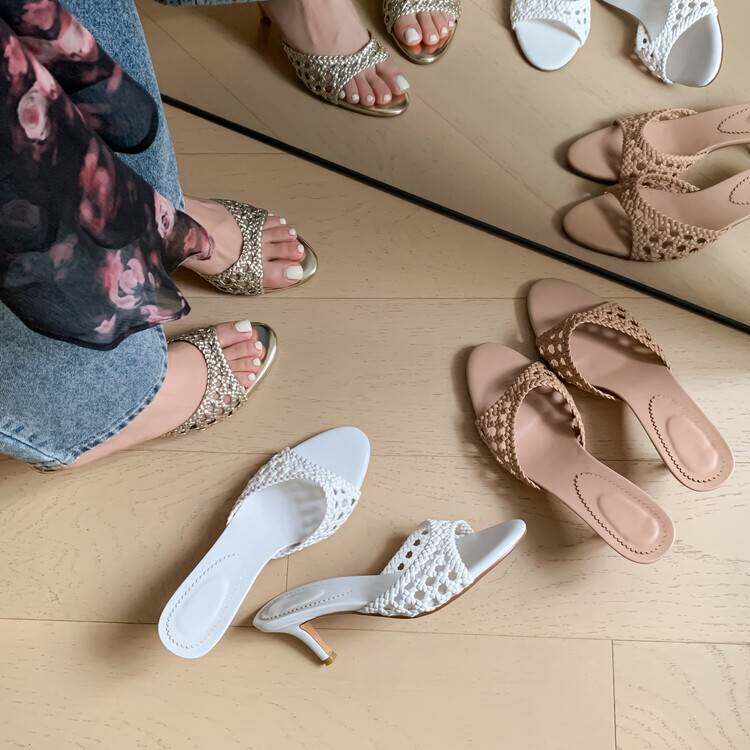 法式气质镂空编织鱼嘴高跟鞋绝美配裙子凉鞋拖女夏外穿精致百搭