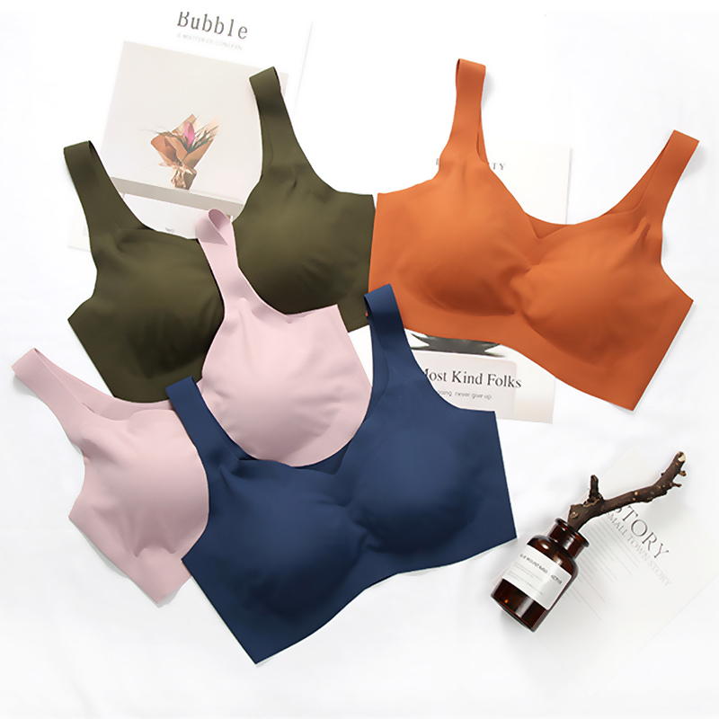 冰丝无痕内衣安心 美背纯色带专利号无钢圈裹胸瑜伽运动睡眠文胸