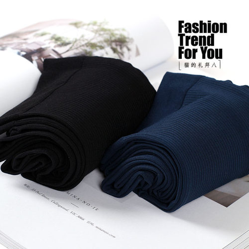 微压力收腹提臀竖纹天鹅绒打底袜