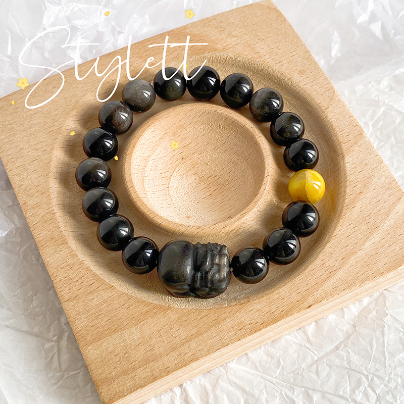 黑曜石貔貅招财中国风手串情侣